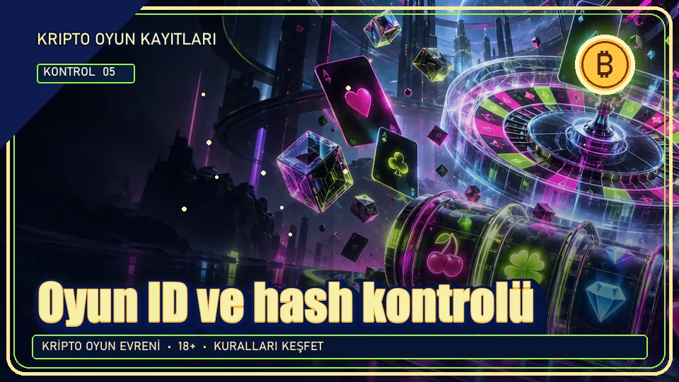 Oyun ID ve hash için kripto temalı kontrol görseli