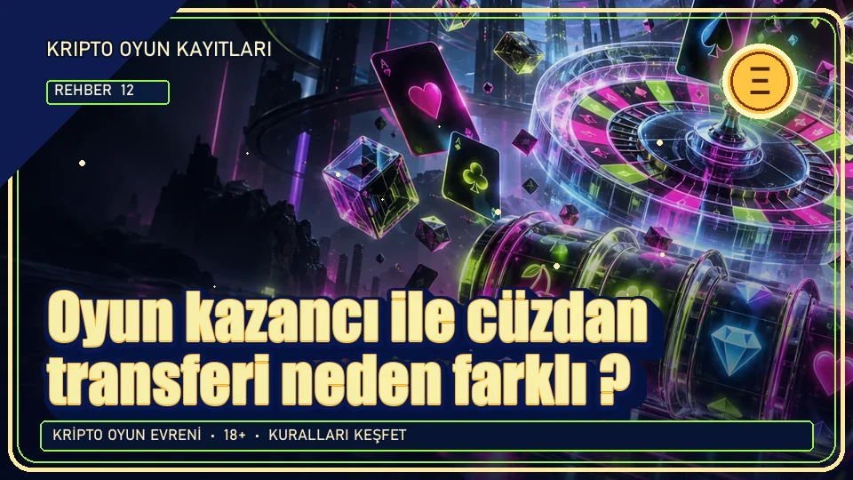 Oyun kazancı ile cüzdan transferi neden farklı? için kripto temalı oyun kapağı