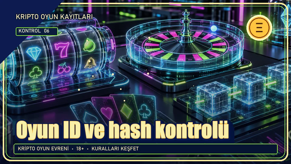 Oyun ID ve hash için kripto temalı kontrol görseli